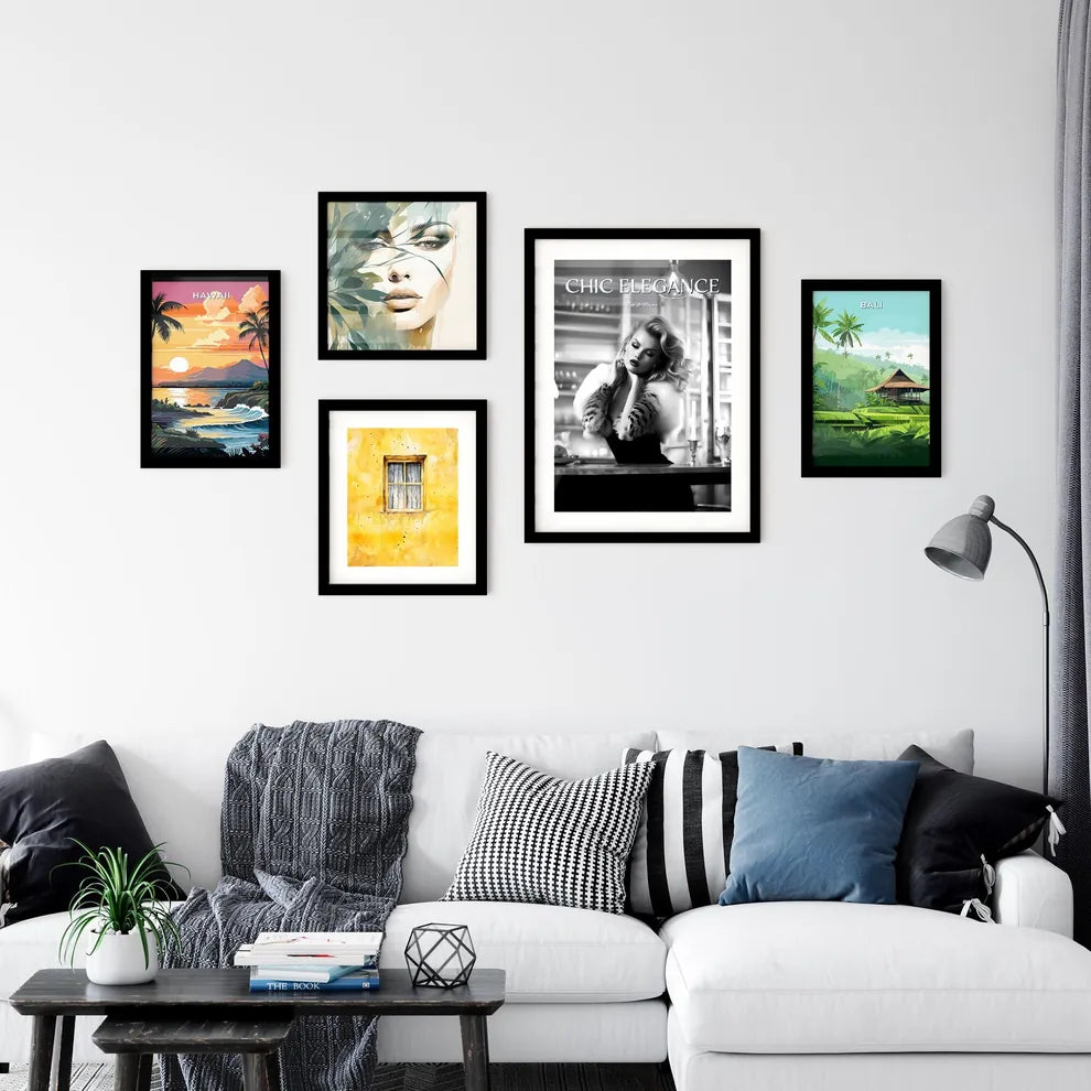 A Poster of leather goddess in a tres chic kitchen  Art Print