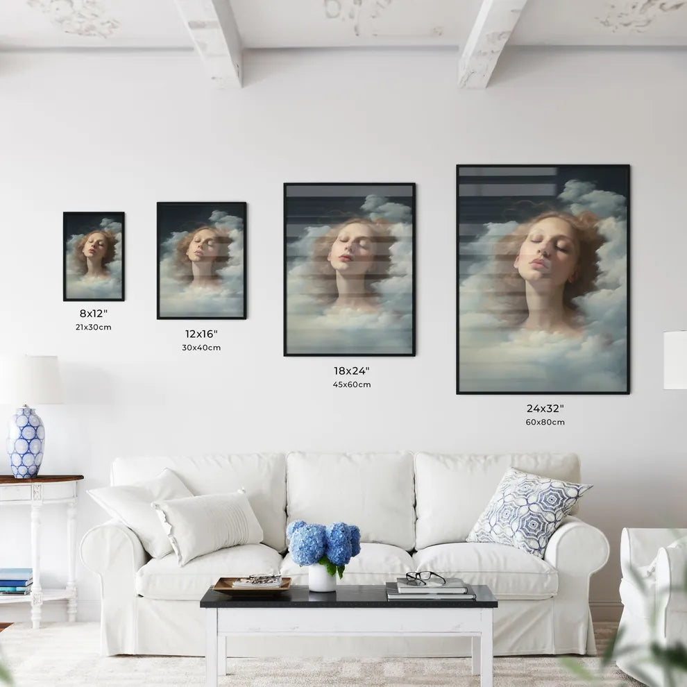 A Poster of cloudy sky portraits - A Woman W - Kitchen Hangings