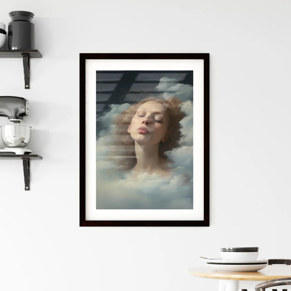 A Poster of cloudy sky portraits - A Woman W Framed Print