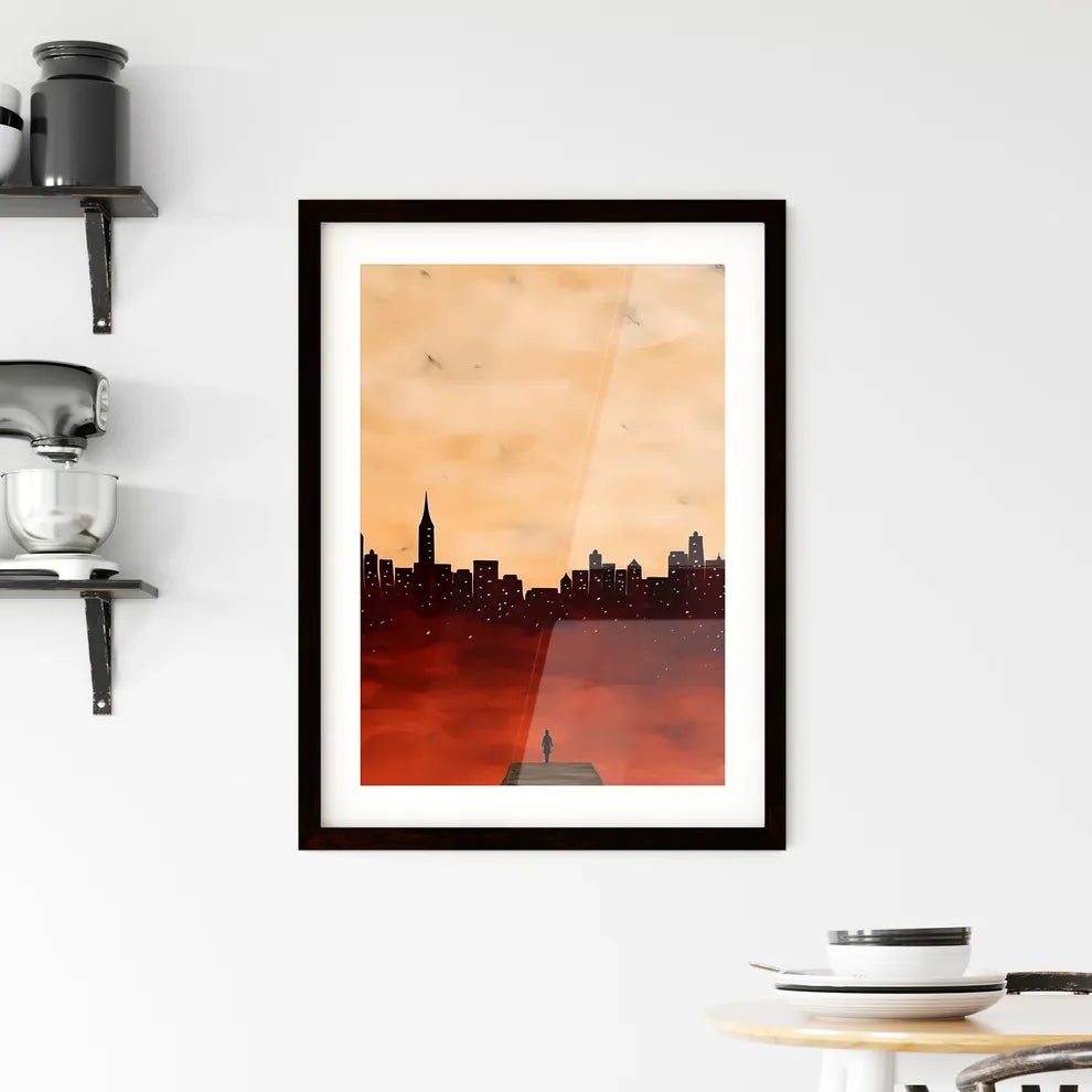 A Poster of minimal christmas background - A Silhouette Of A City Custom Print
