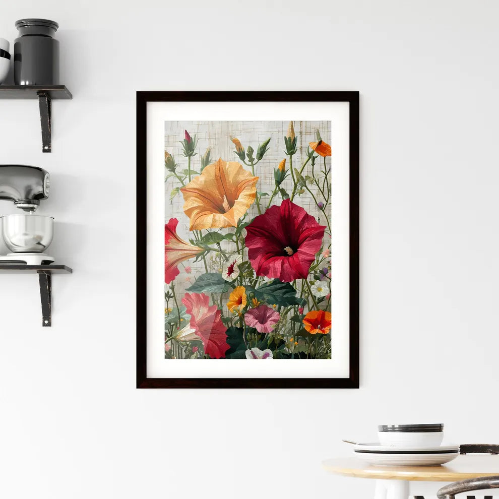 A Poster of morning glory flowers - A Close  Framed Print