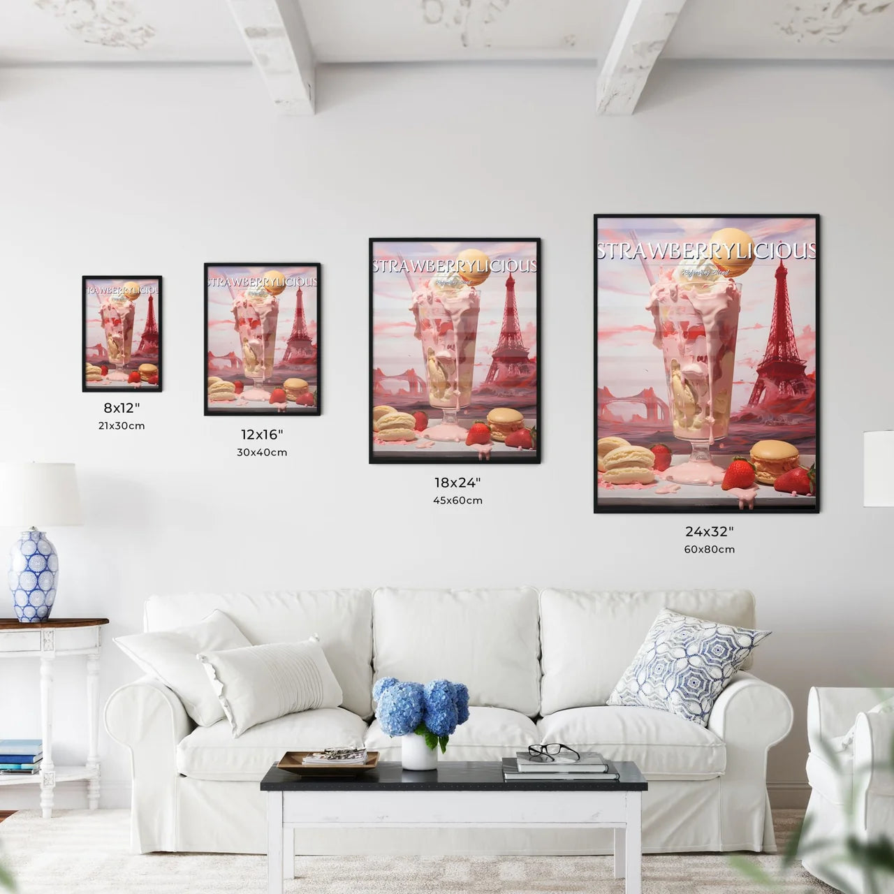 A Poster of strawberry milkshake - A Pink Mi - Kitchen Hangings
