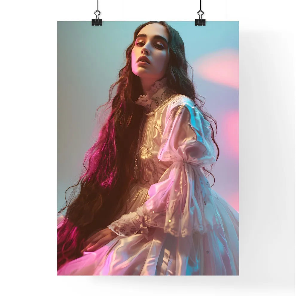 A Poster of pink and blue pastel photomodel  Poster