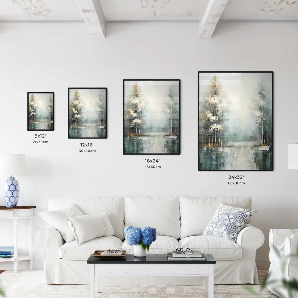 A Poster of painted forest of trees in white - Kitchen Hangings