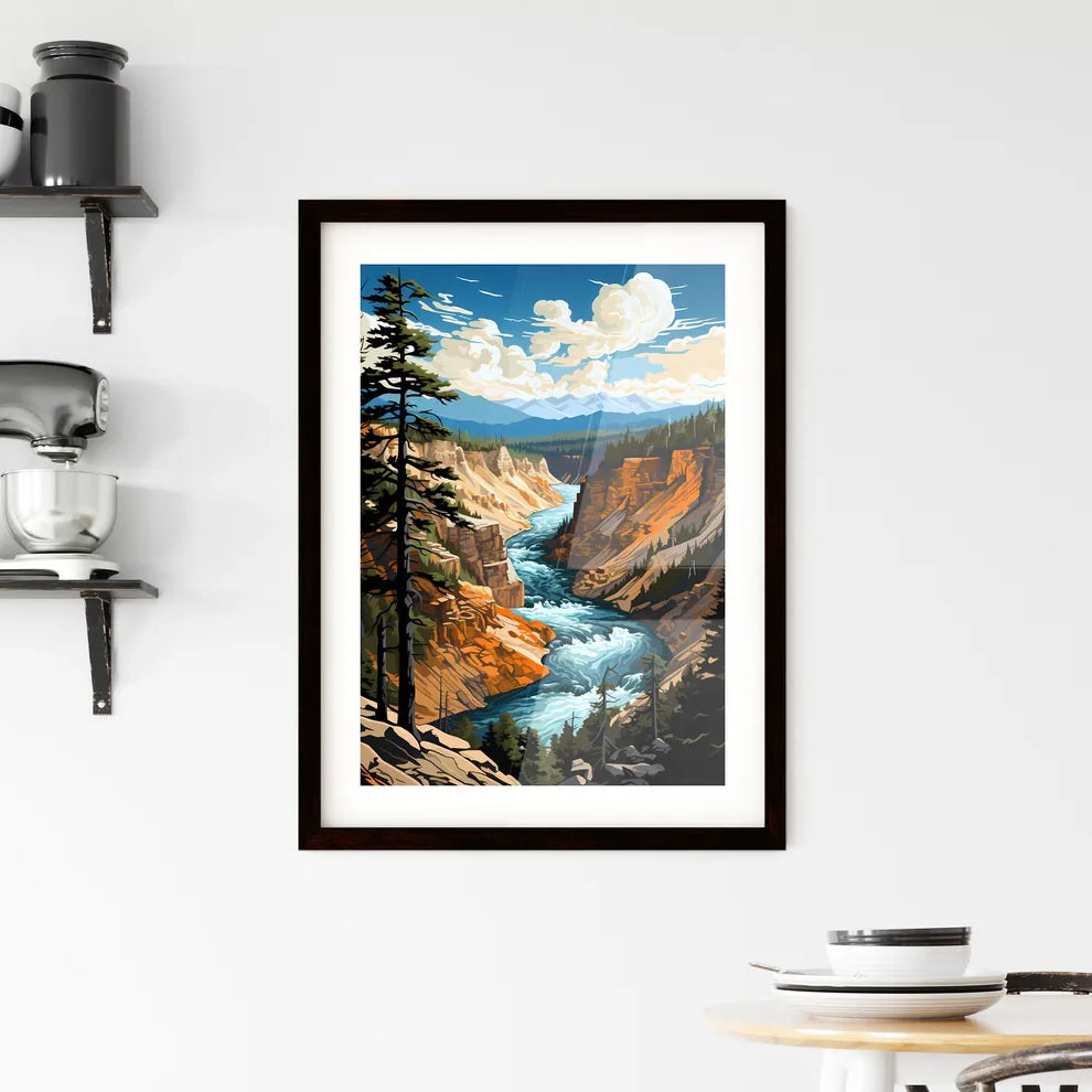 A Poster of Yellowstone National Park - A Ri Framed Print