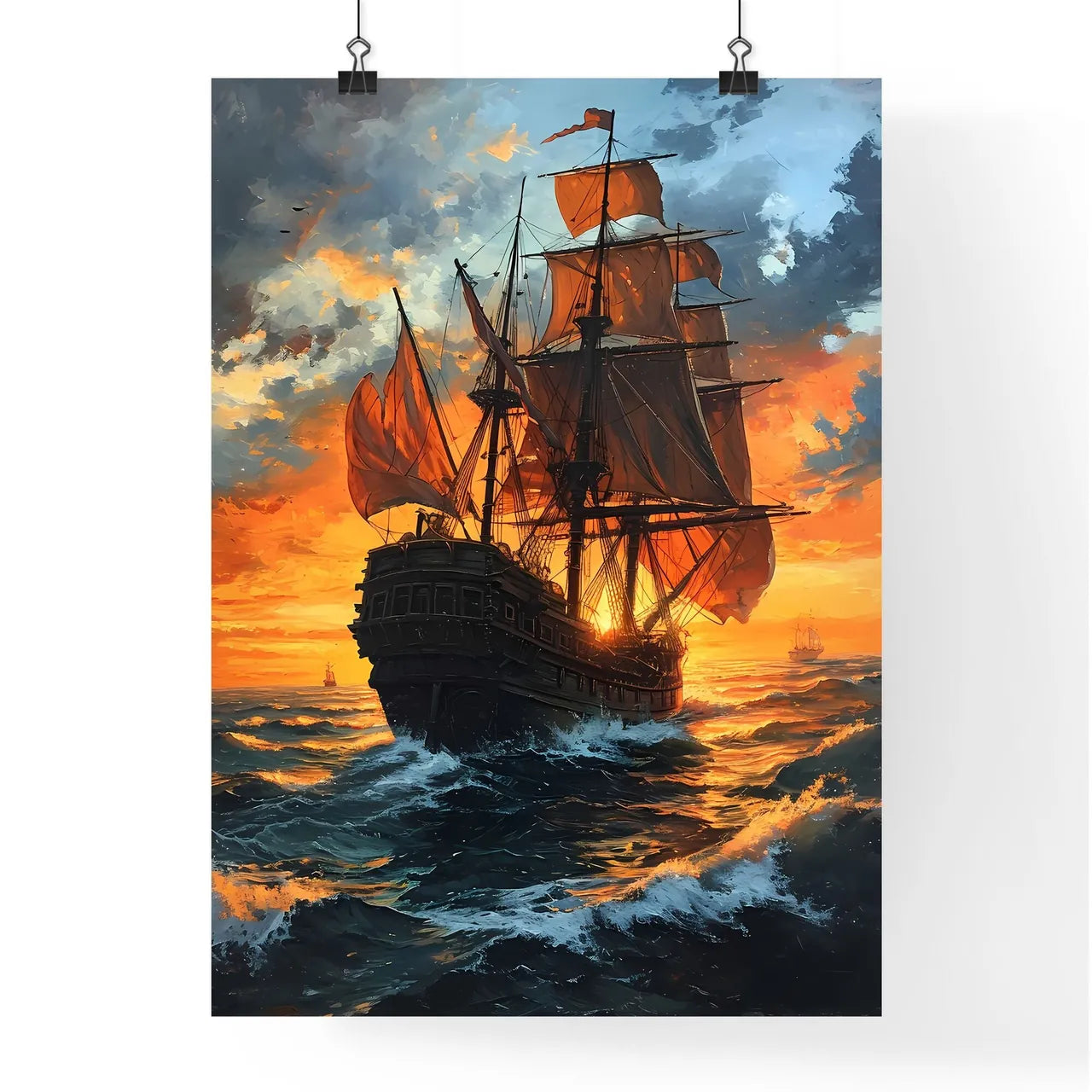 A Poster of Seascapes landscape - A Ship In  Poster
