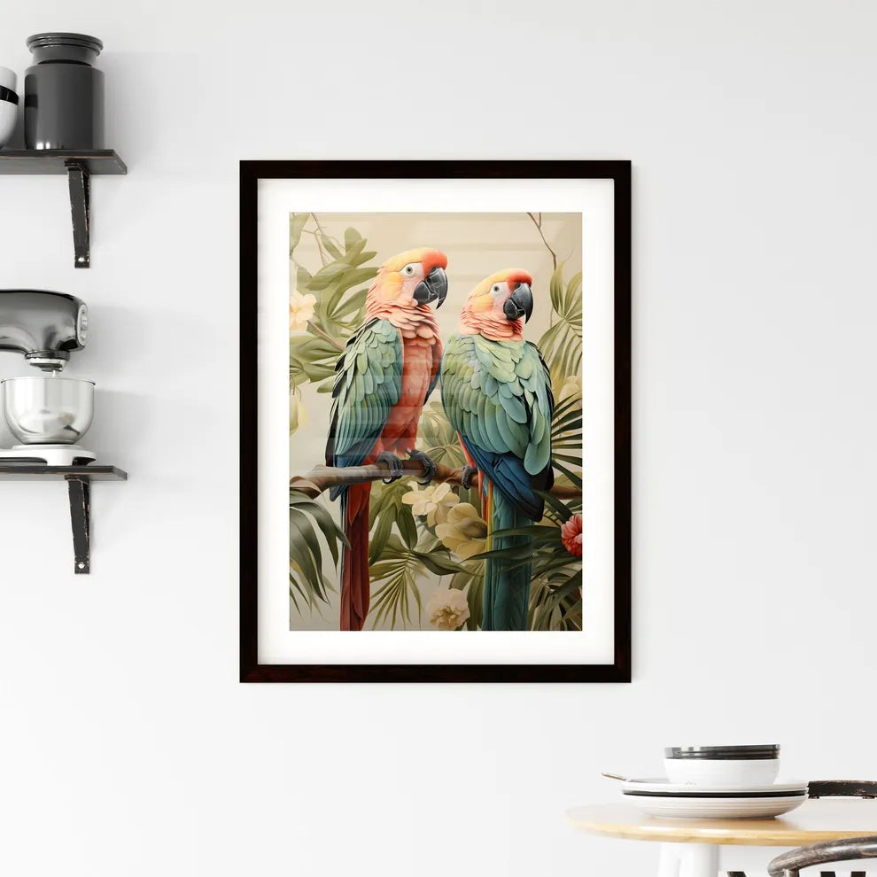 A Poster of green palm leaves  Framed Print