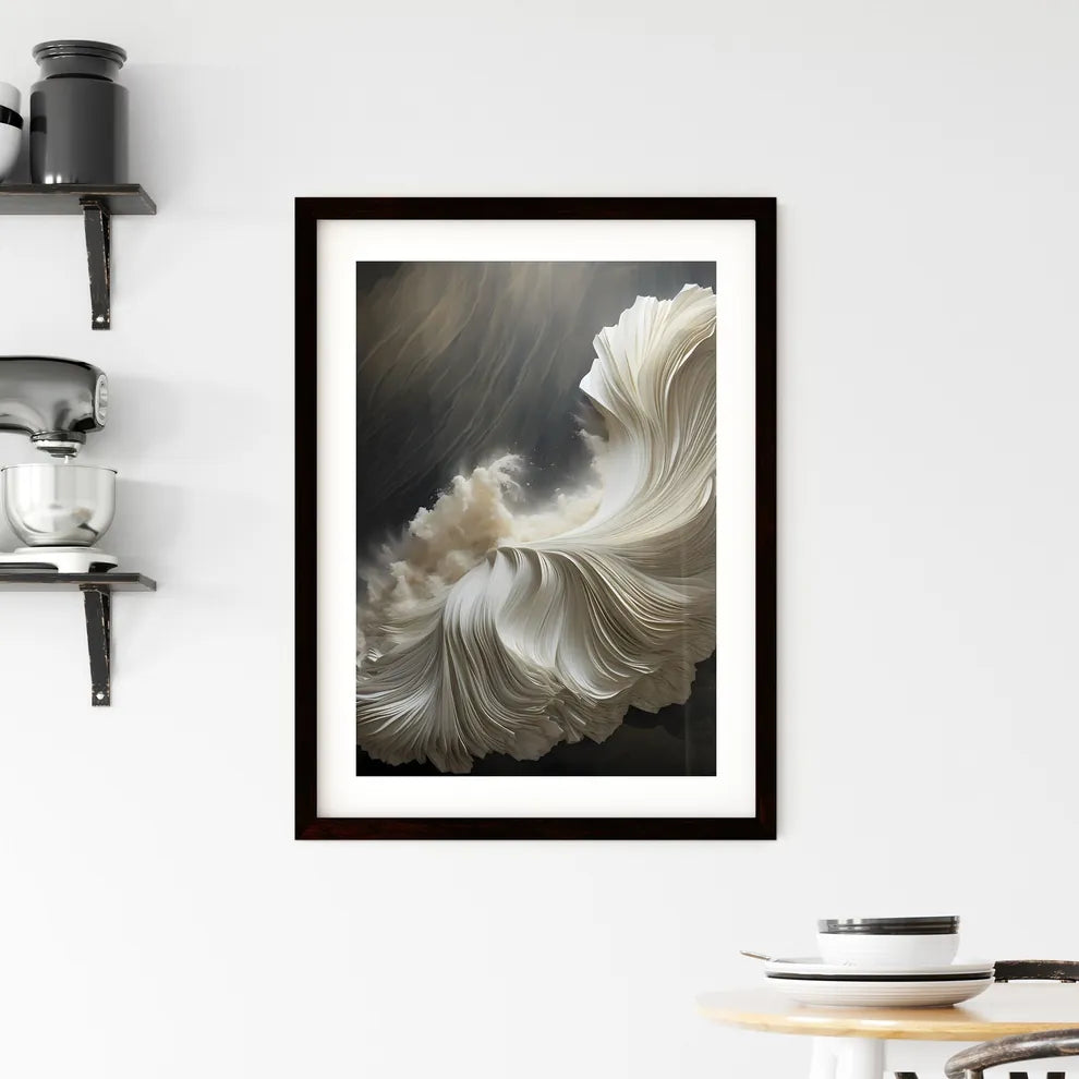 A Poster of gold and silver paper sculpture  Framed Print