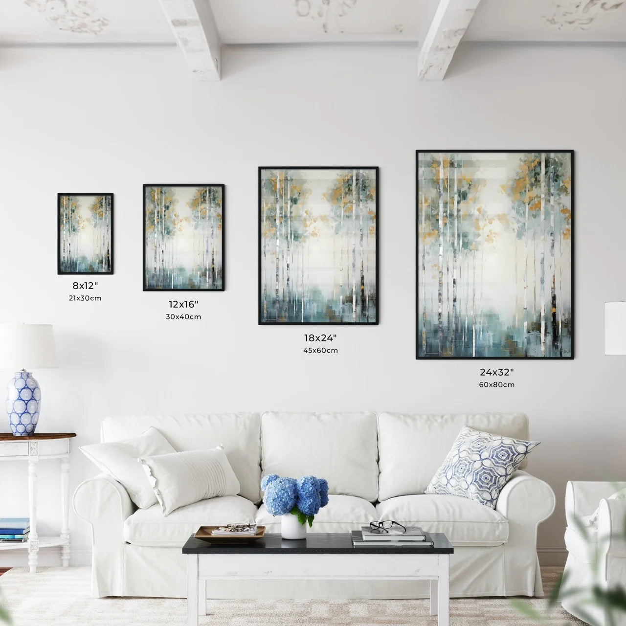 A Poster of painted forest of trees in white - Kitchen Hangings