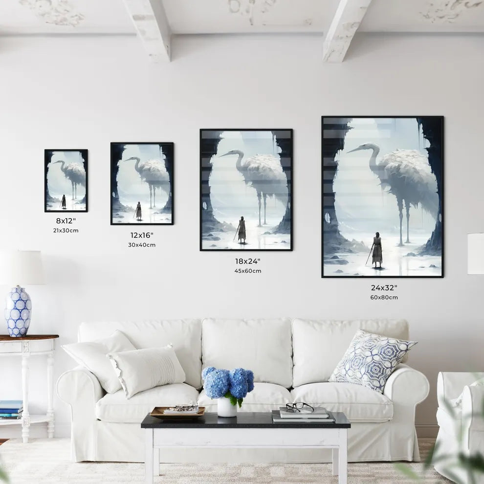 A Poster of A rider on a large ostrich  Size Chart