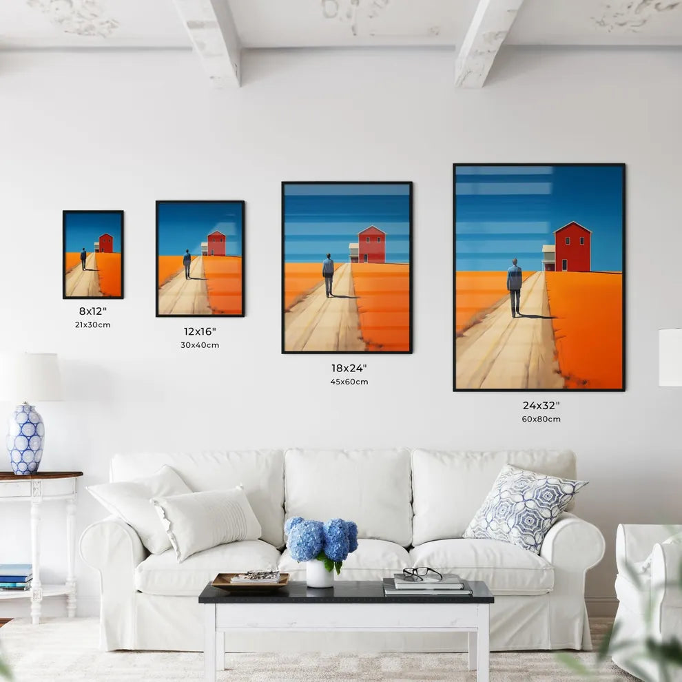 A Poster of end of the road - A Man Standing On A Road With A House In The Background Size Chart