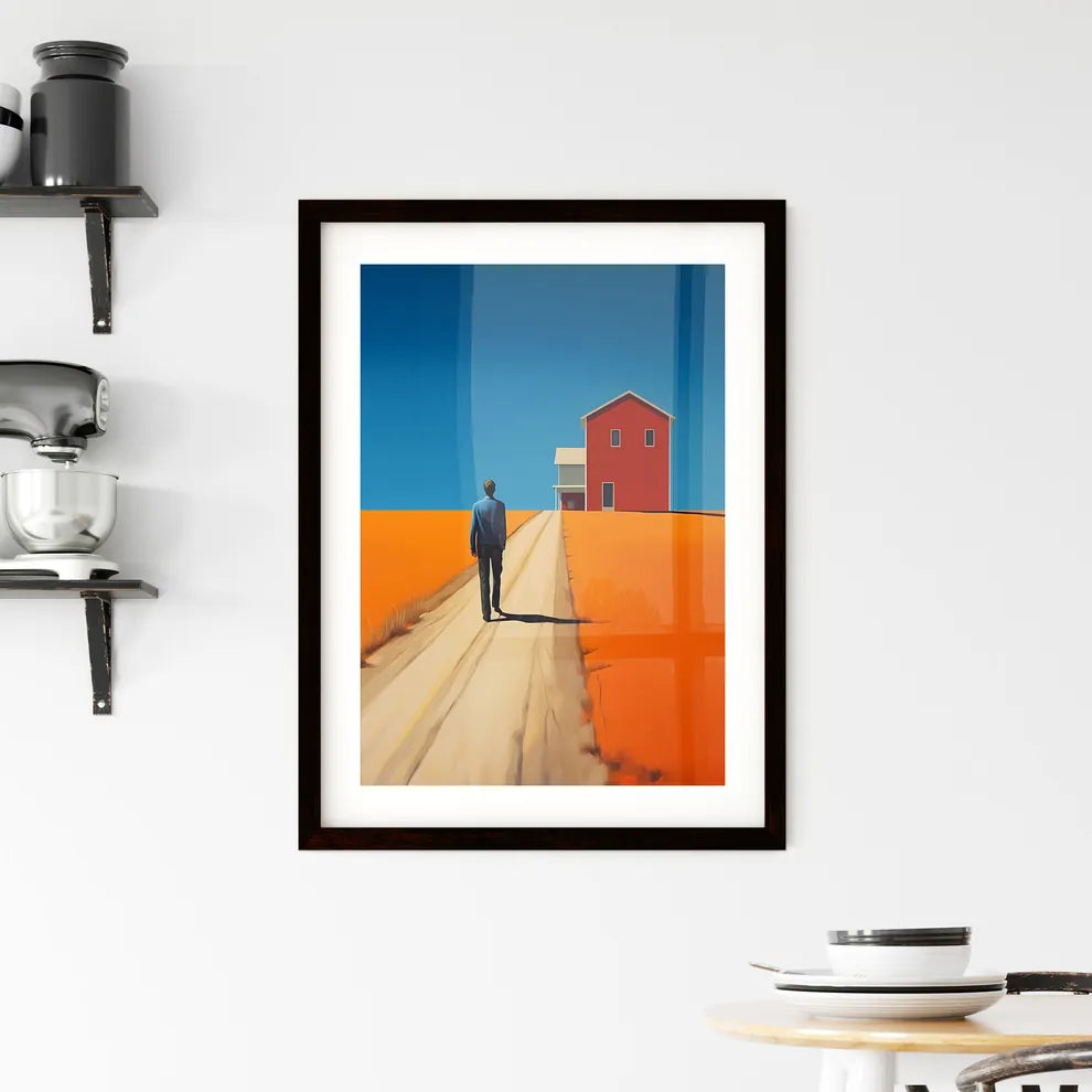 A Poster of end of the road - A Man Standing On A Road With A House In The Background Custom Print