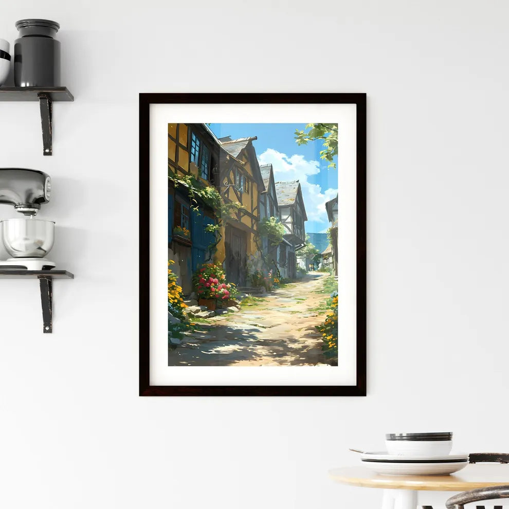 A Poster of Darmstadt Hesse germany Skyline - A Street With Flowers And Buildings Custom Print