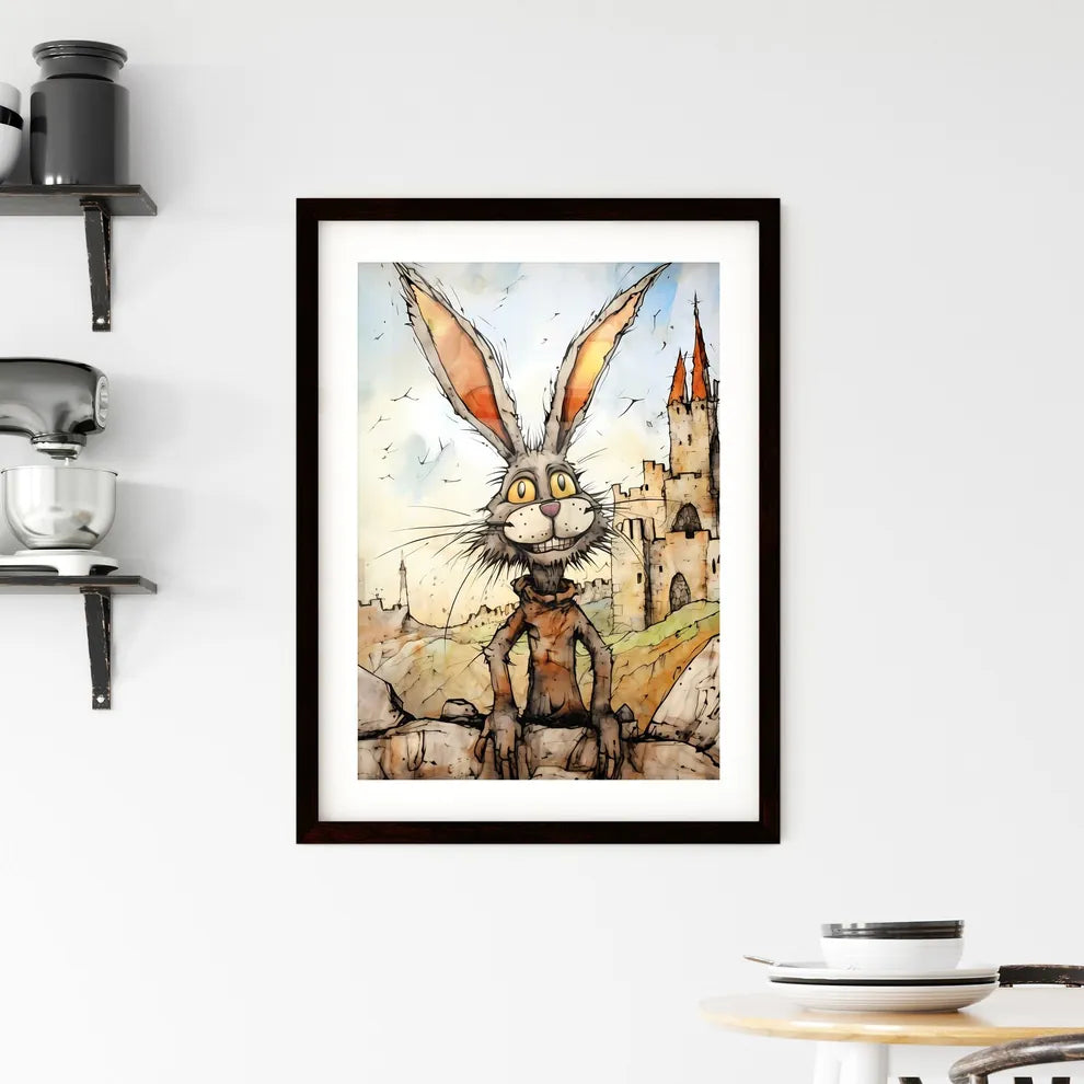 A Poster of funny easter rabbit  Framed Print
