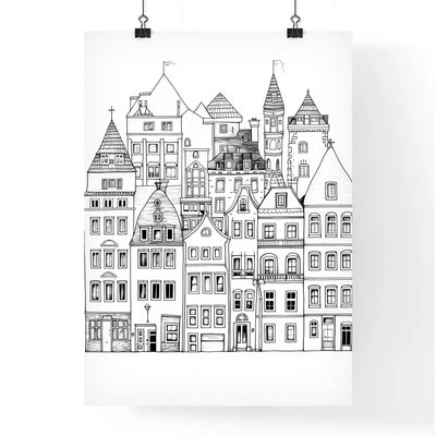A Poster of berlin houses coloring page - A Group Of Buildings With Many Windows