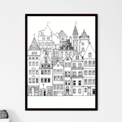 A Poster of berlin houses coloring page - A Group Of Buildings With Many Windows