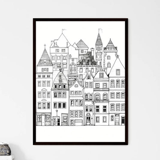 A Poster of berlin houses coloring page - A Group Of Buildings With Many Windows Framed Art