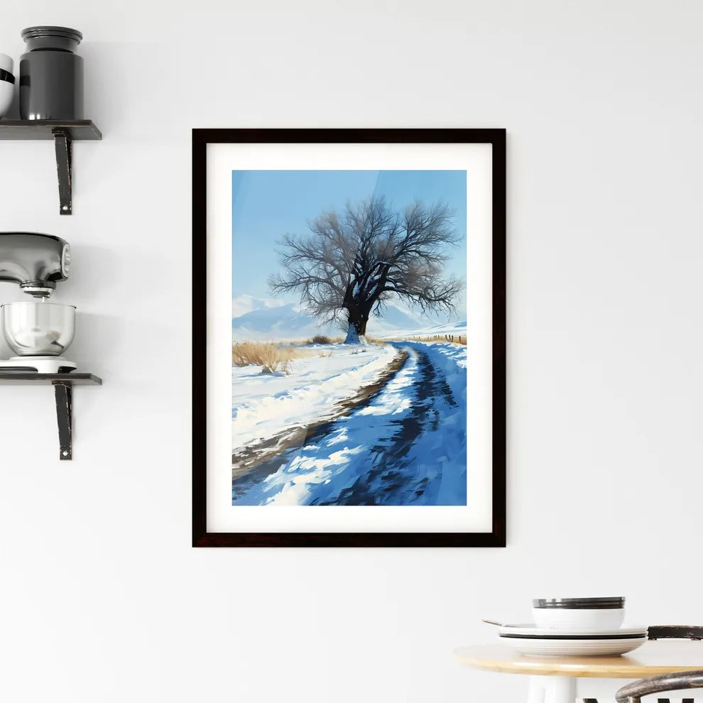 A Poster of winter desert day landscape - A  Framed Print