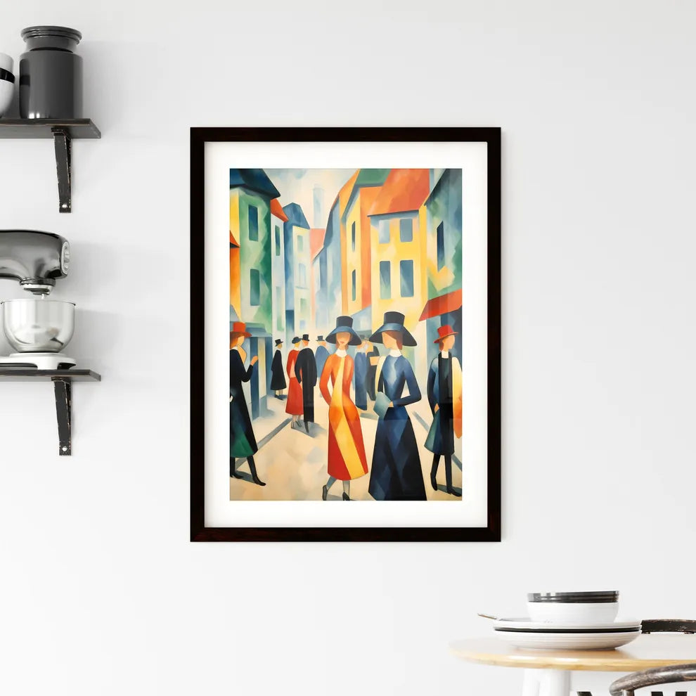 A Poster of if August Macke was a photographer - A Group Of Women In Hats Walking Down A Street Custom Print