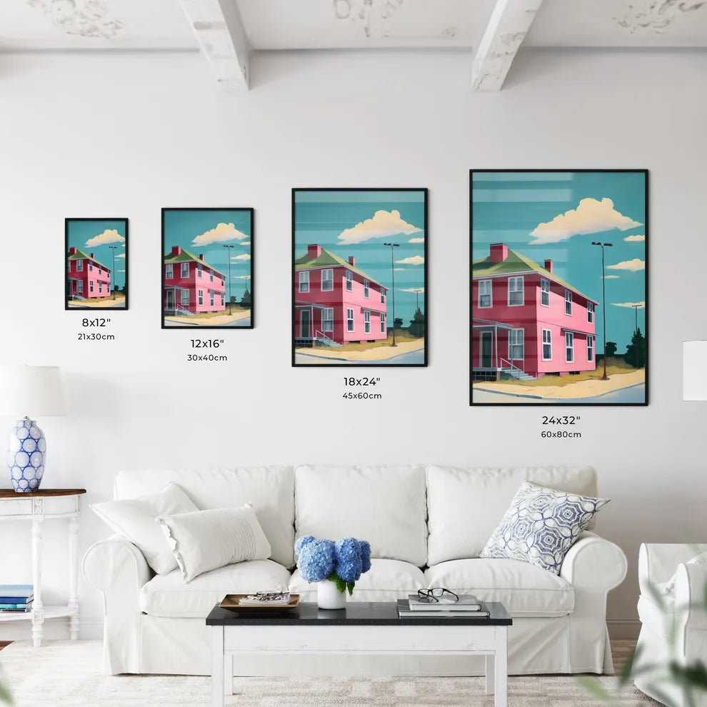 A Poster of nursing home saturated color - A Pink House With A Green Roof Size Chart