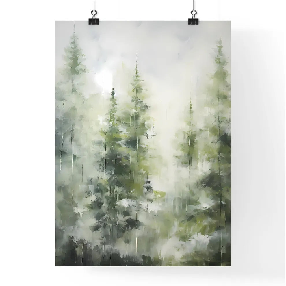 A Poster of a painting of green forest trees Poster