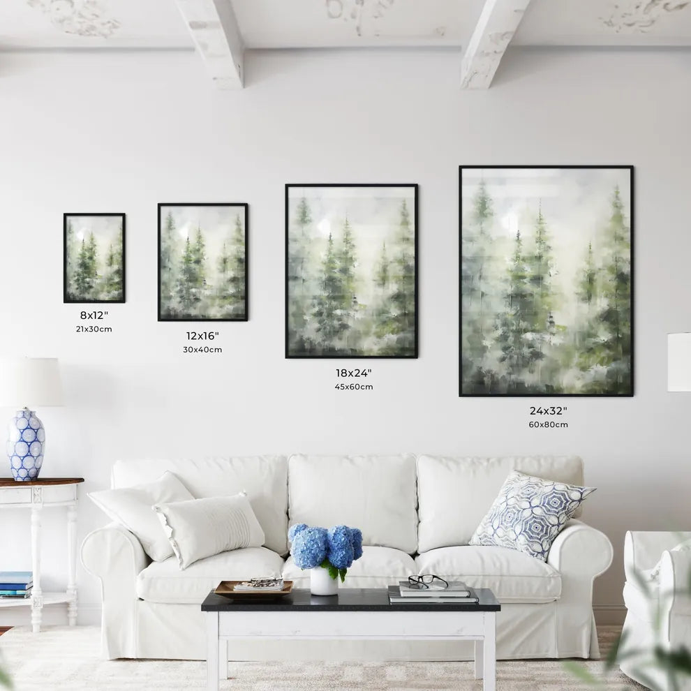 A Poster of a painting of green forest trees - Kitchen Hangings