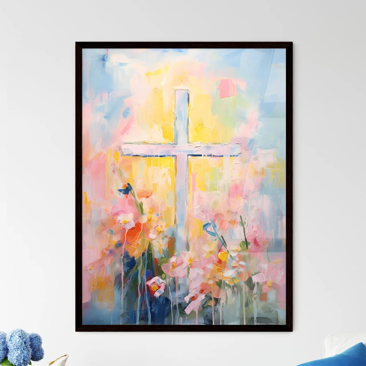 A Poster of a painting of a cross - A Painti - Framed Art Print