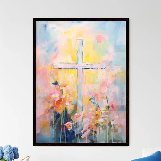 A Poster of a painting of a cross - A Painti - Framed Art Print