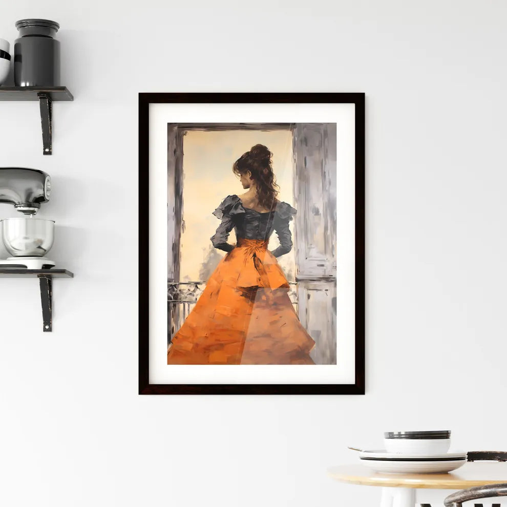 A Poster of rear view of woman with a victor Framed Print