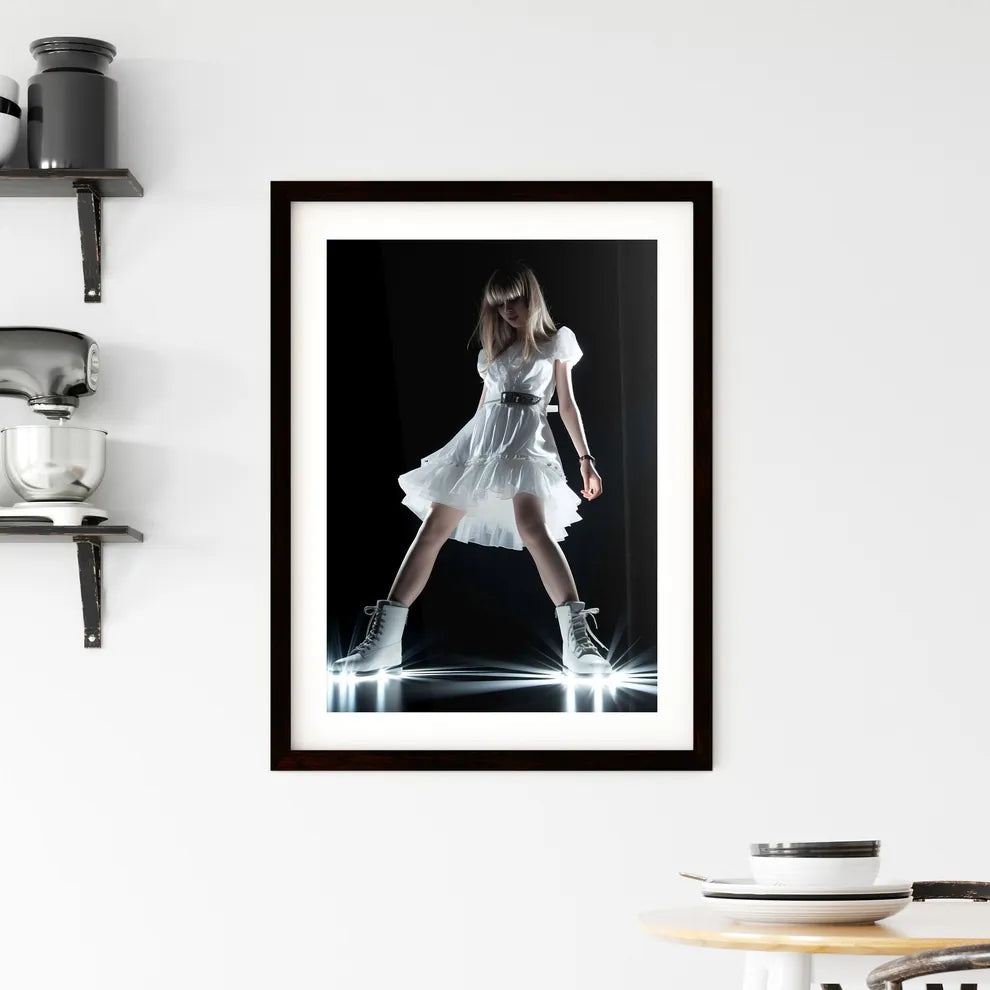 A Poster of very low angle - A Woman In A Framed Print