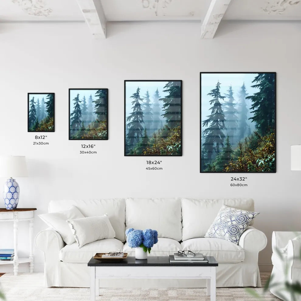 A Poster of tree mountain forest near mist - - Kitchen Hangings