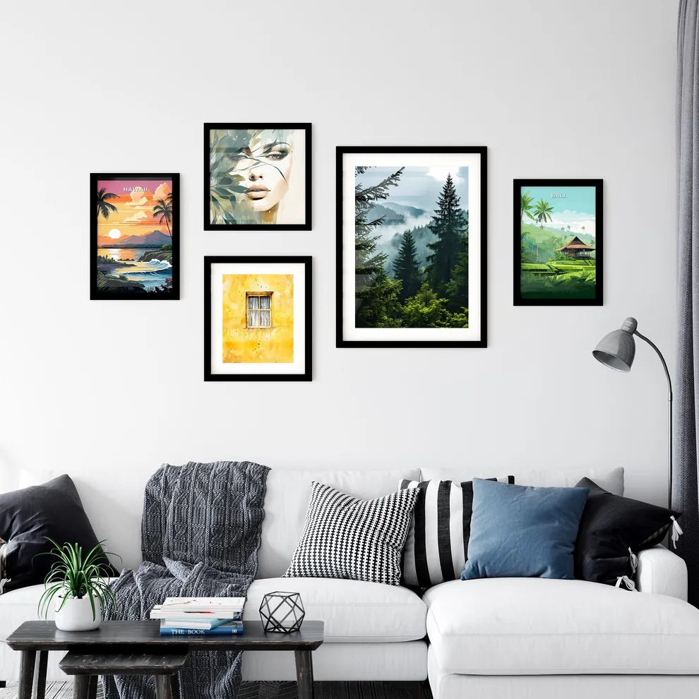 A Poster of tree mountain forest near mist - Wall Art