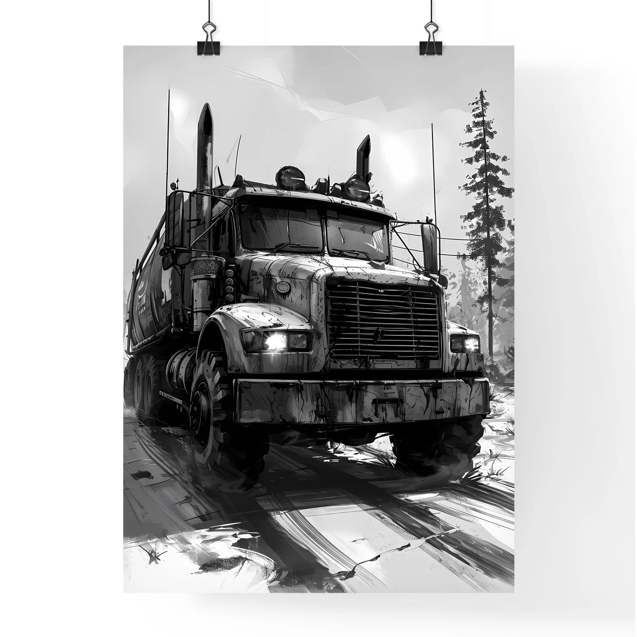 A Poster of super monster truck race colorin Poster