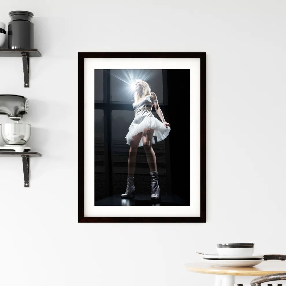 A Poster of very low angle - A Woman In A Framed Print