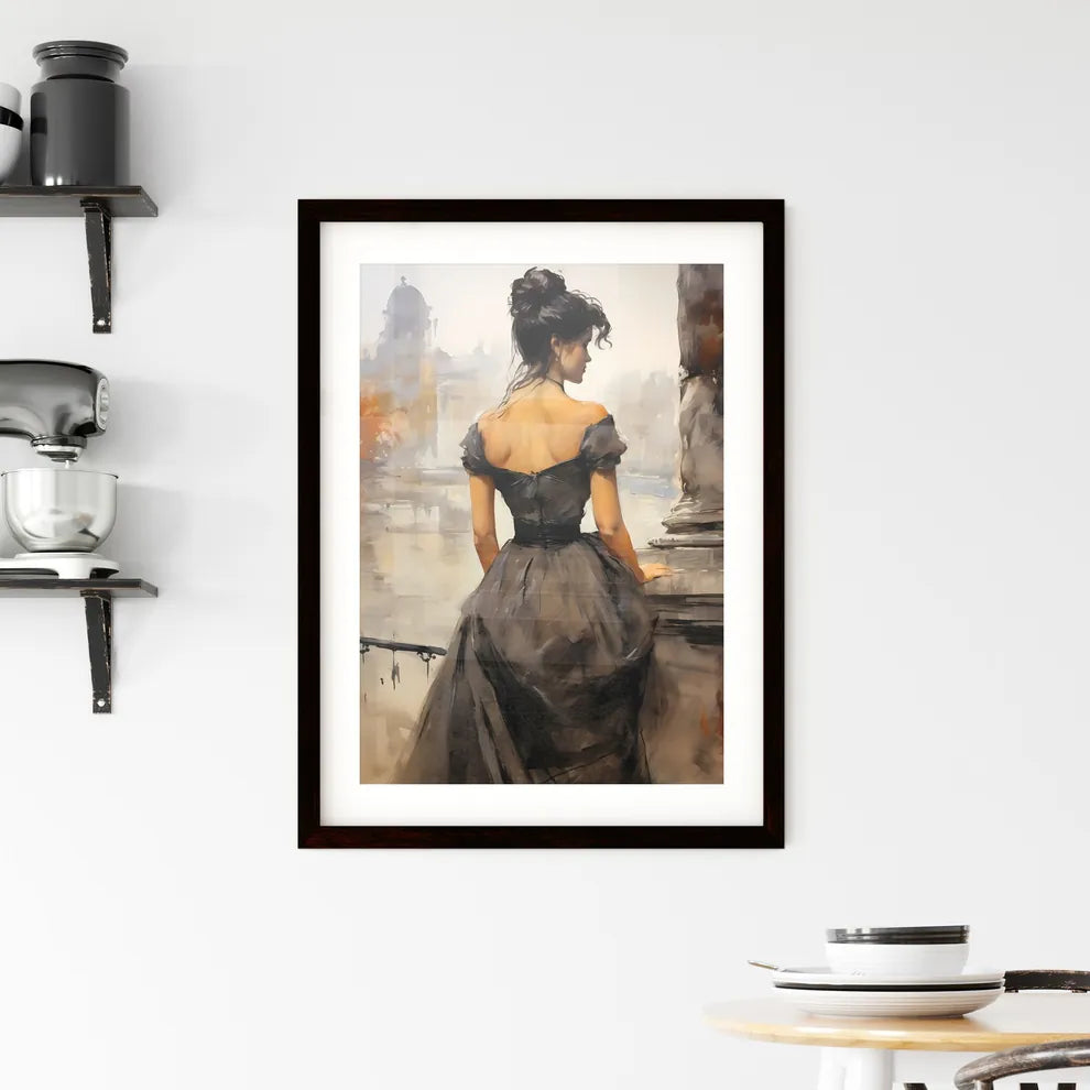 A Poster of rear view of woman with a victor Framed Print