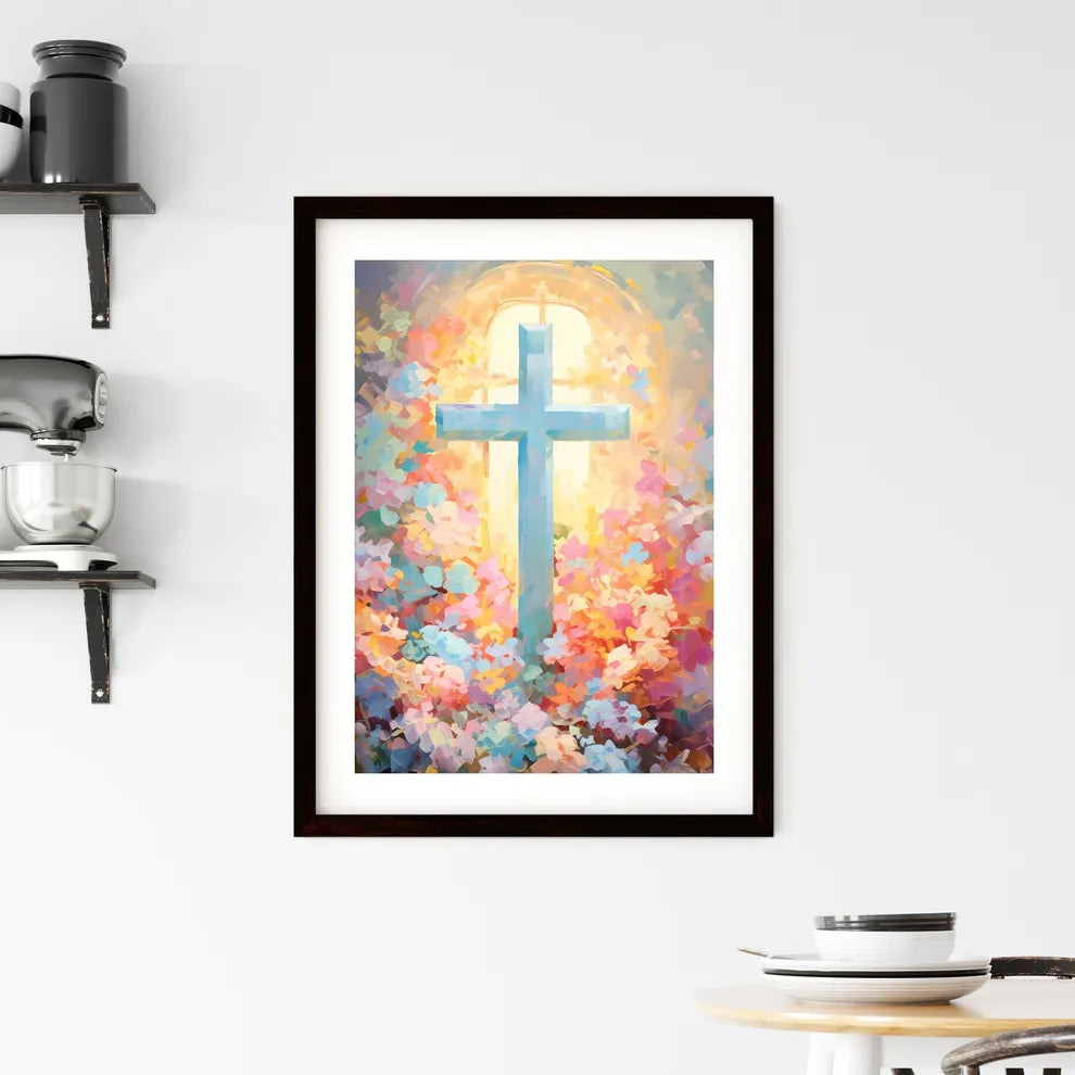 A Poster of a painting of a cross - A Cross  Framed Print