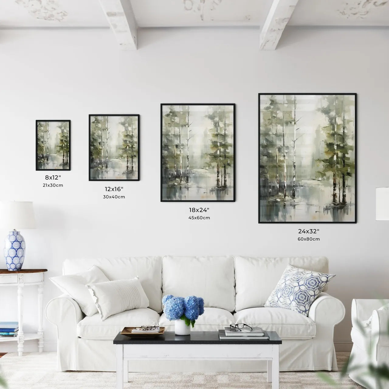 A Poster of a painting of green forest trees - Kitchen Hangings