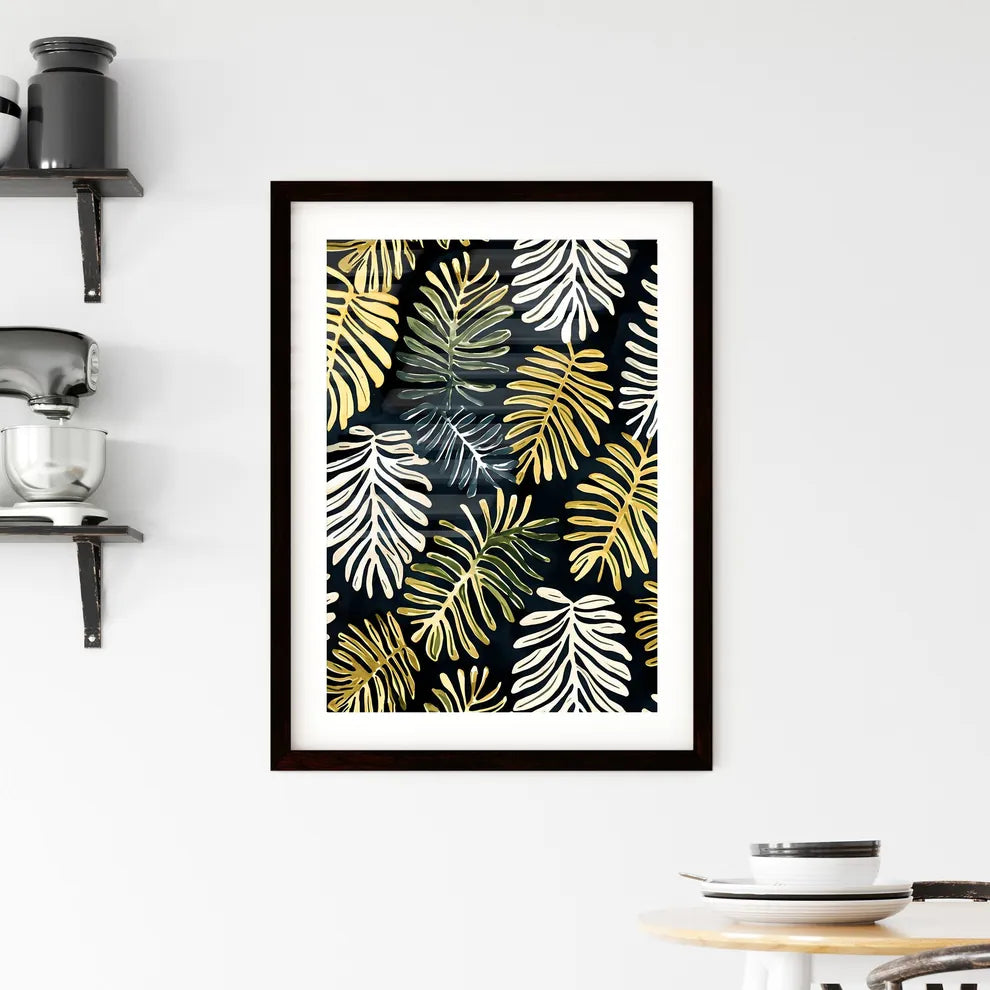 A Poster of monochrome monstera tropical lea Framed Print
