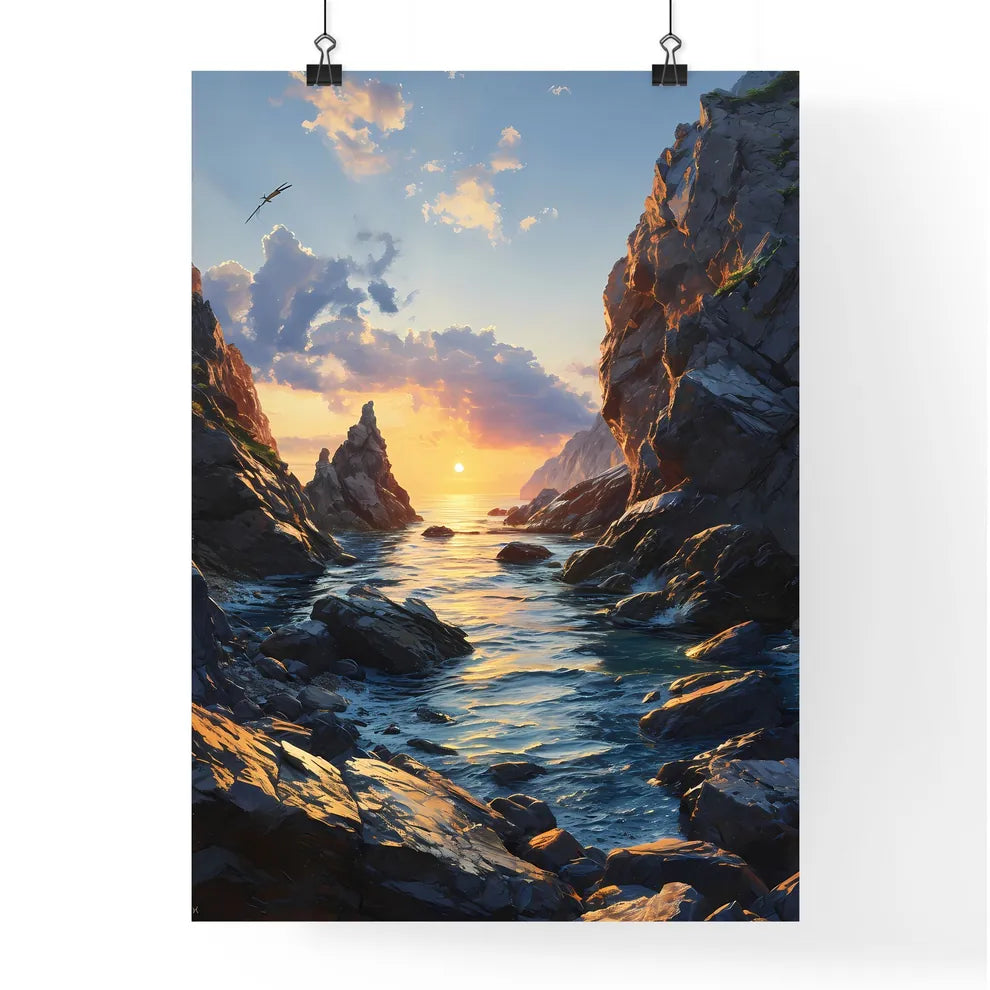 A Poster of sunset kissing the shimmering oc Poster