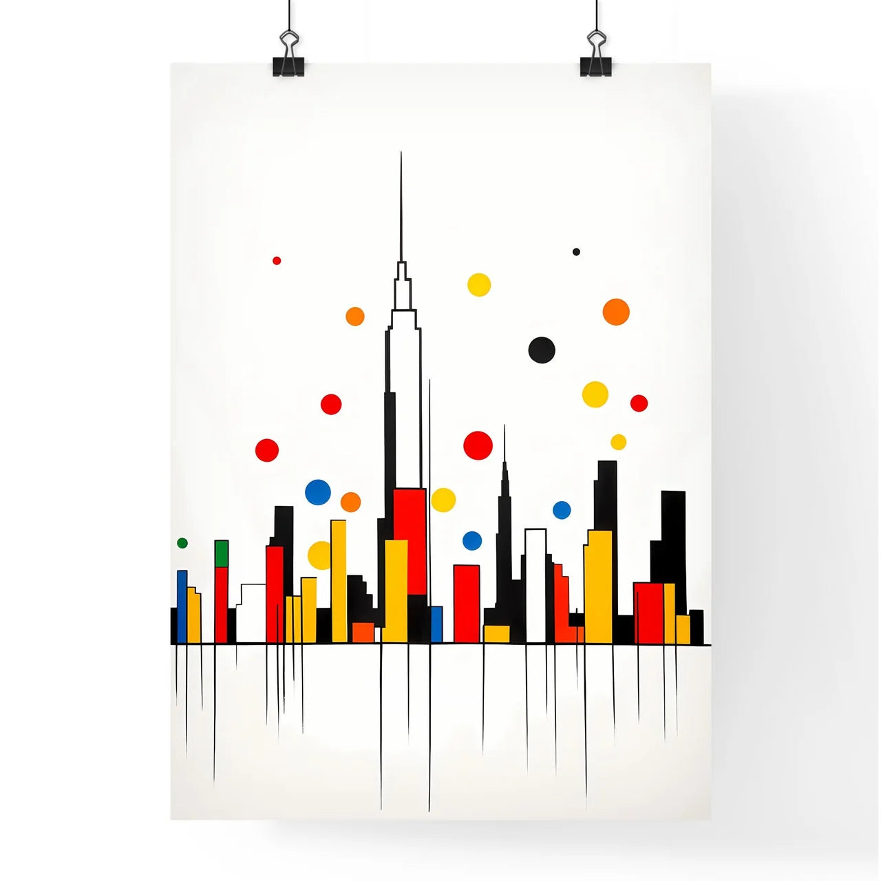 A Poster of minimalist New York City skyline - A Drawing Of A City Skyline Poster