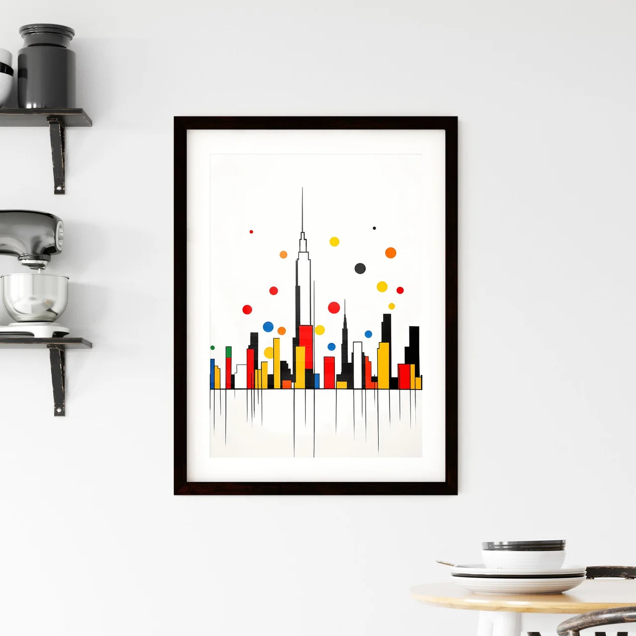 A Poster of minimalist New York City skyline - A Drawing Of A City Skyline Custom Print