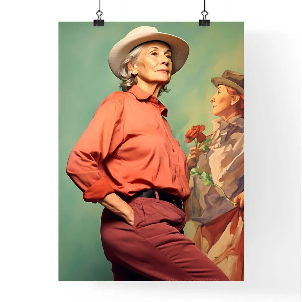 A Poster of Woman in her 70s wearing stylish Poster