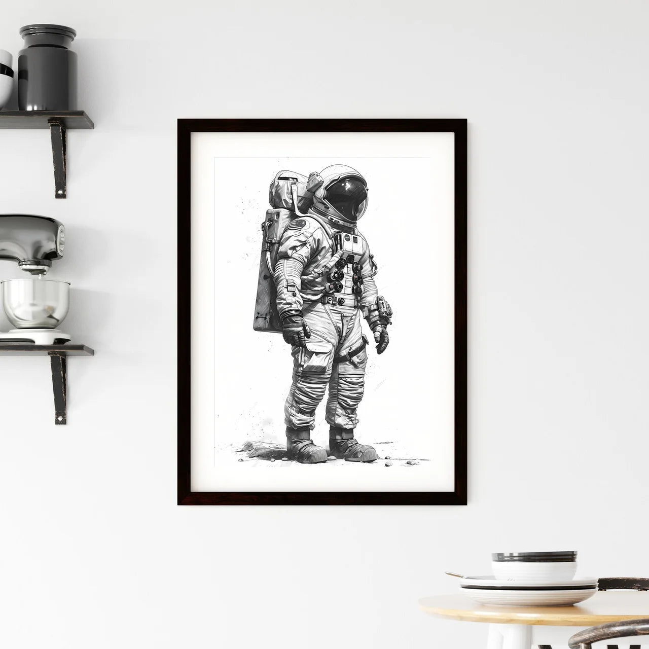 A Poster of Coloring page for kids spacesuits  Framed Print