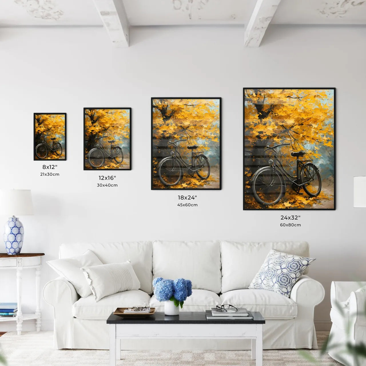 A Poster of an oil painting of a bicycle aga - Kitchen Hangings