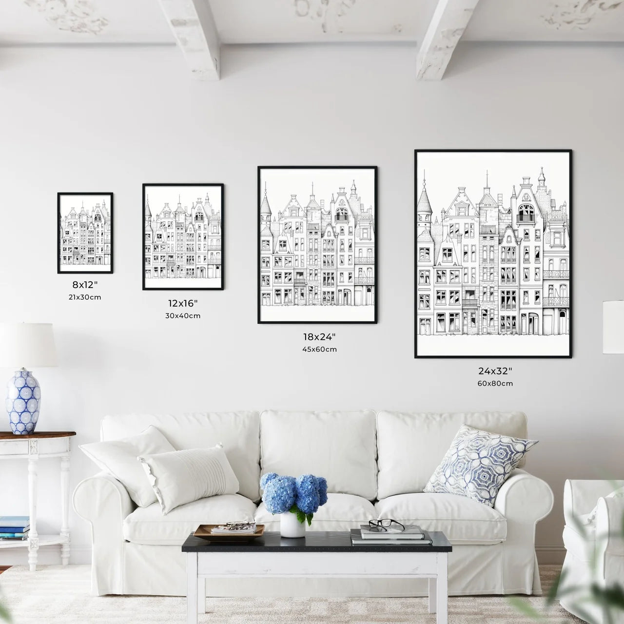 A Poster of berlin houses coloring page - A Drawing Of A Building Size Chart