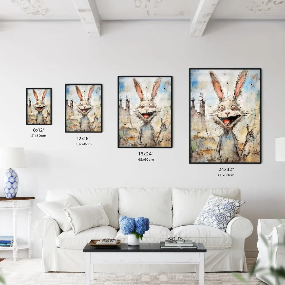 A Poster of funny easter rabbit  Size Chart