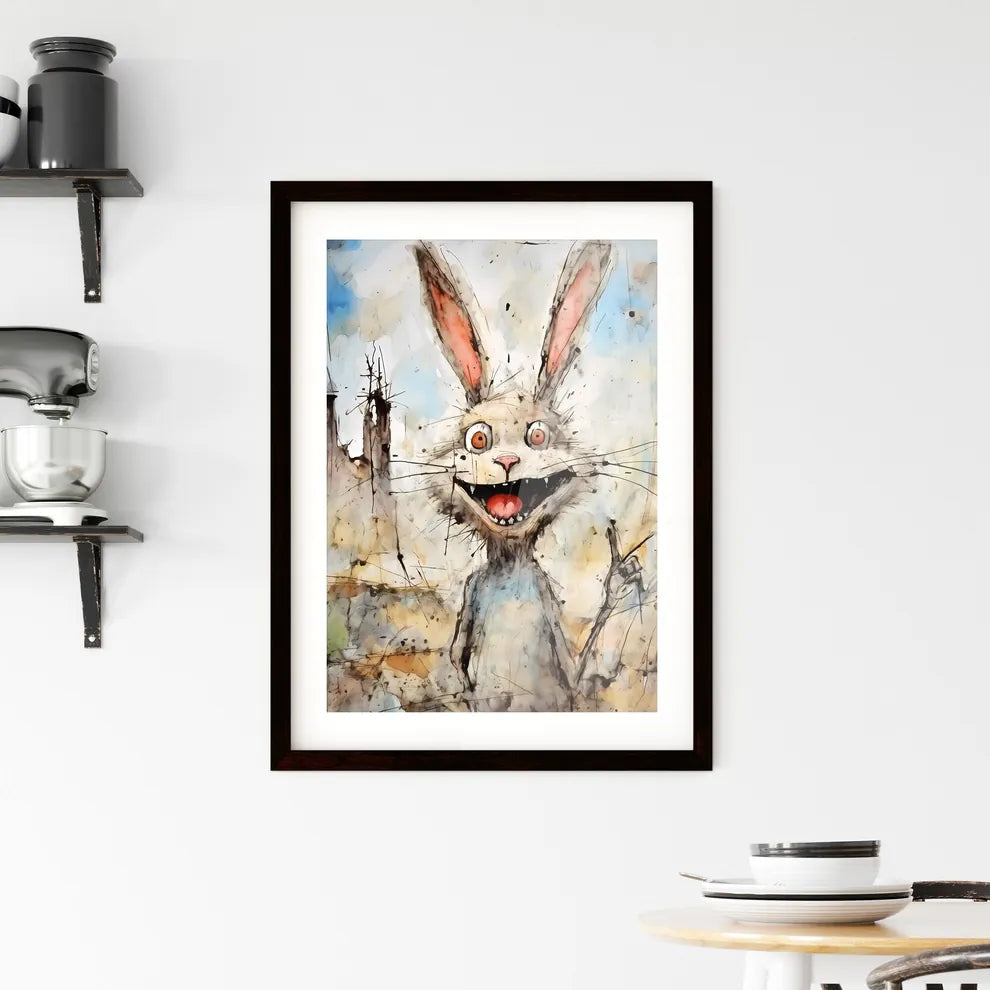 A Poster of funny easter rabbit  Framed Print