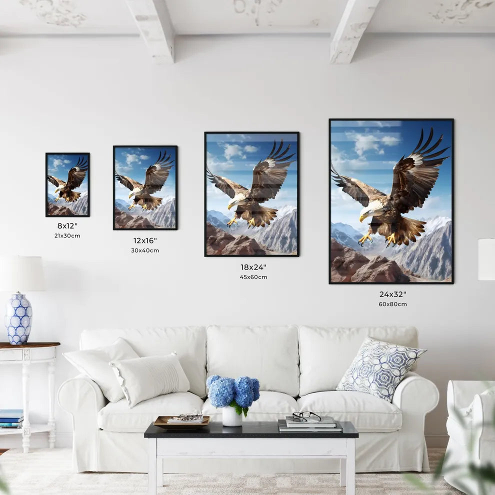 A Poster of An eagle flying upward  Size Chart
