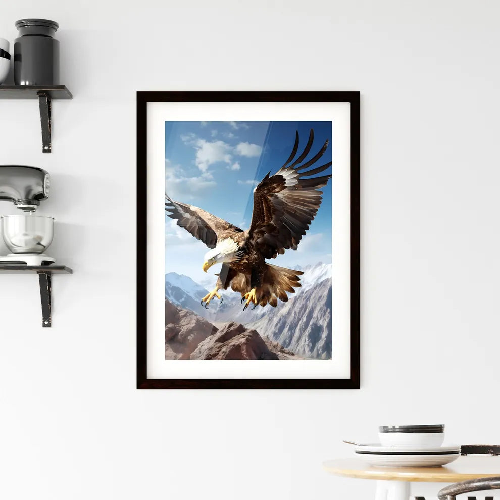 A Poster of An eagle flying upward  Framed Print
