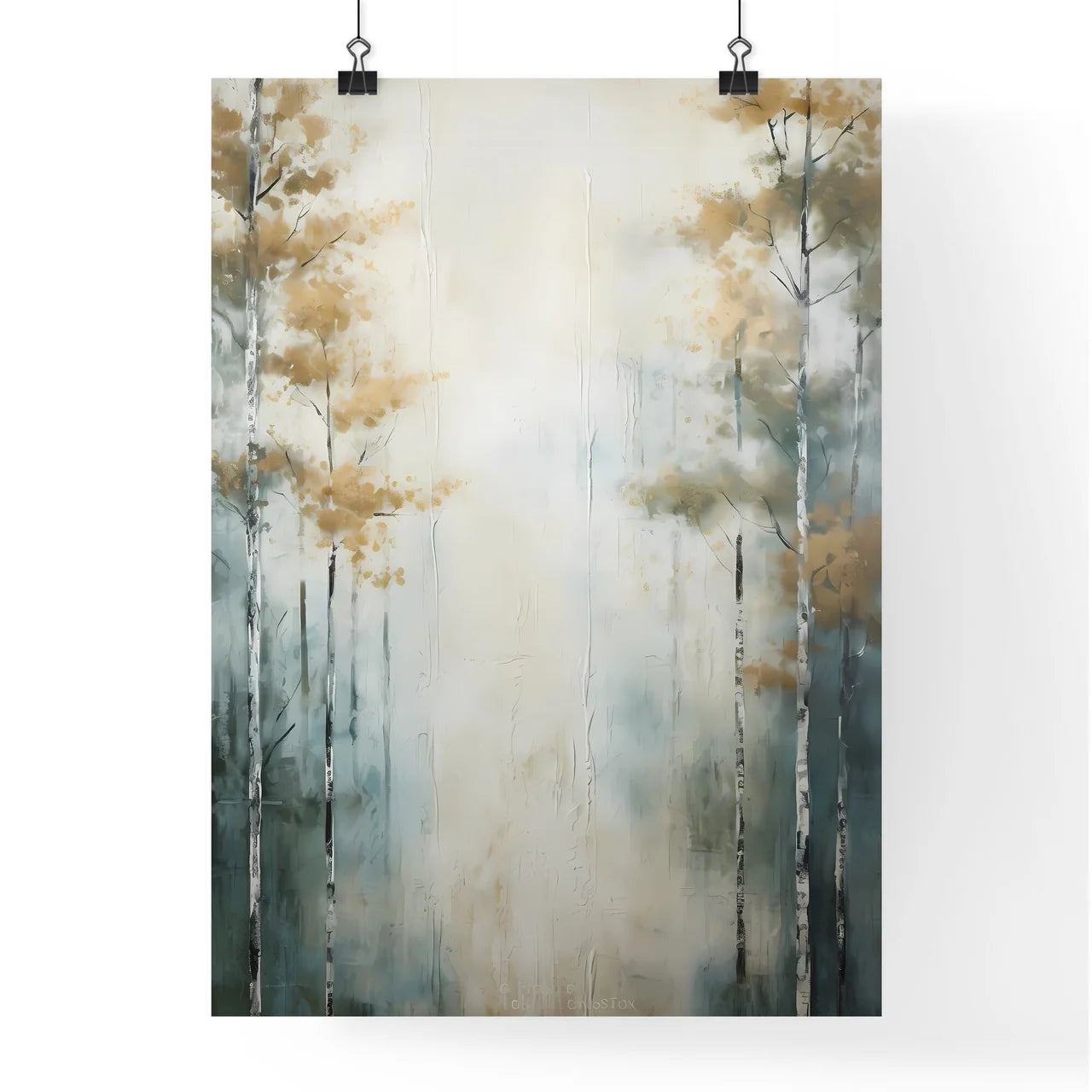 A Poster of painted forest of trees in white Poster